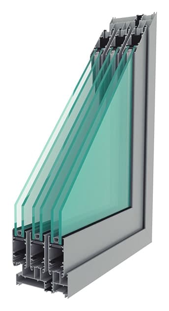 Corte de esquina de la serie 2400 RPT: perfil de aluminio, poliamida y doble vidrio