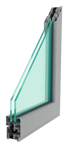 Corte de esquina de la serie 2500 RPT: perfil de aluminio, poliamida y doble vidrio