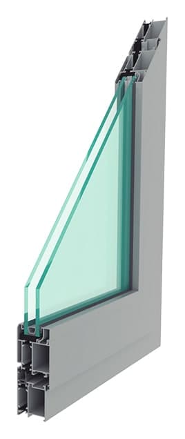 Corte de esquina de la serie 6500 RPT: perfil de aluminio, poliamida y doble vidrio